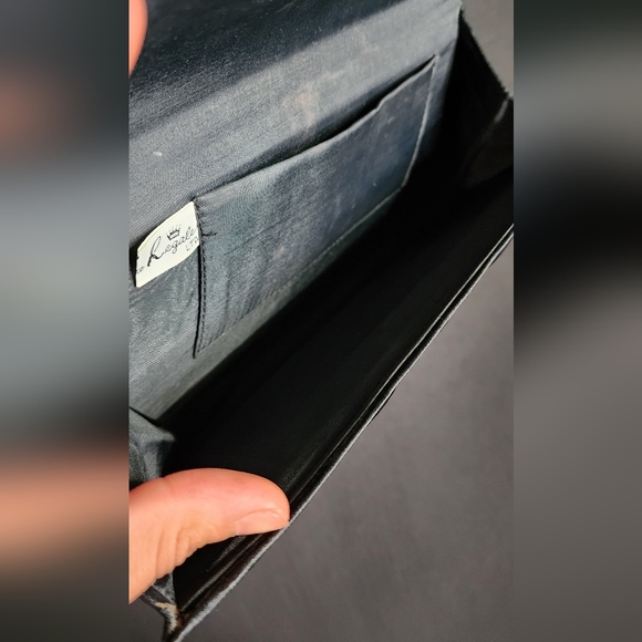 Black Trapezoid purse w/Cord strap 80s vintage - Picture 5 of 5